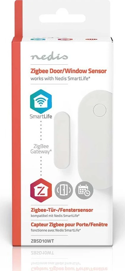 „Nedis SmartLife ZBSD10WT ZigBee 3.0“ durų ir langų atidarymo jutiklis