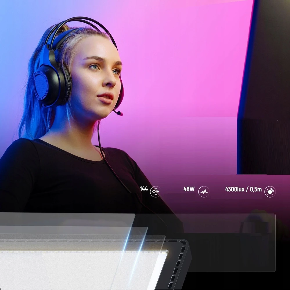 Neewer Galinga LED RGB lemputė 48W + stendas transliacijai ir žaidimams CRI97+ 2.4G Neewer / GL1C / 10102872