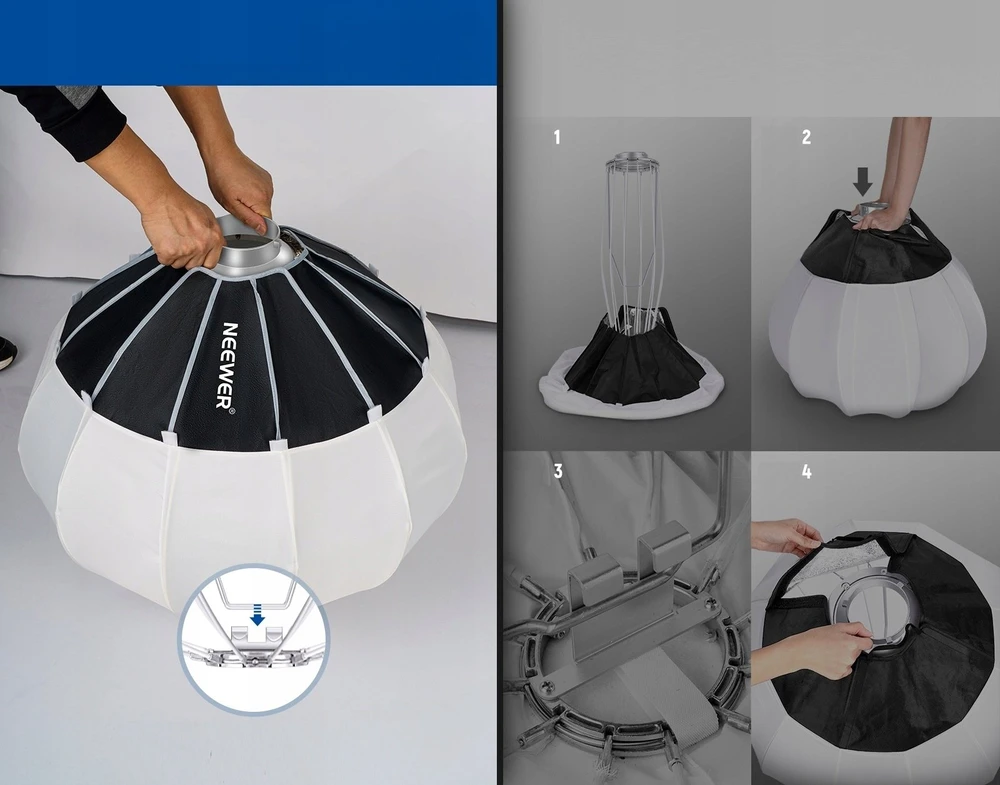 90 cm žibinto šviesdėžė – greitas montavimas „Neewer NS90L“