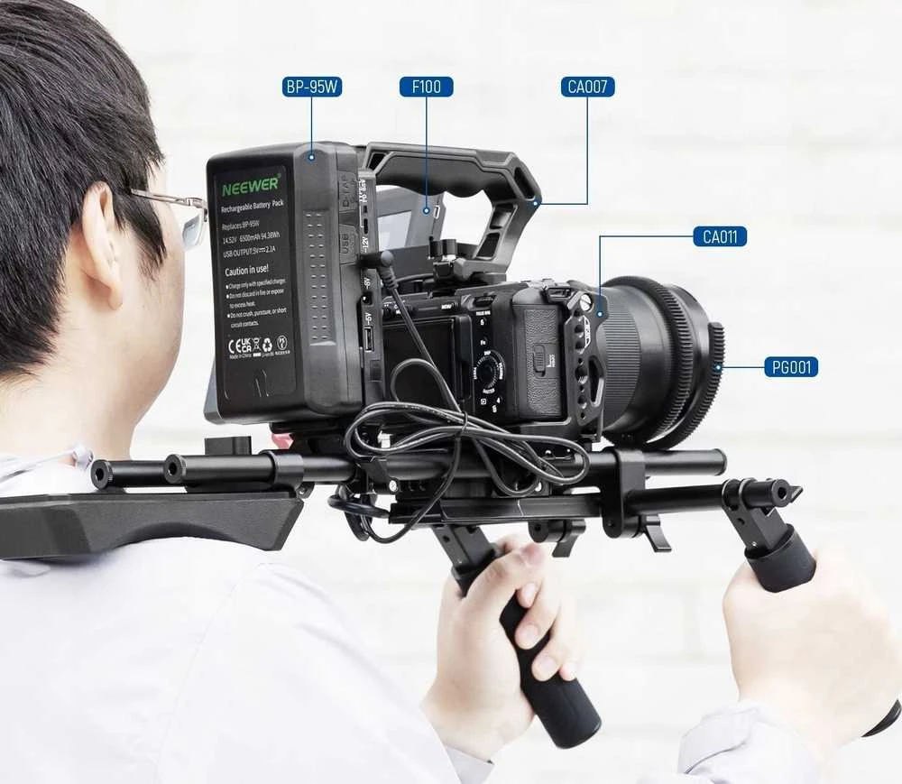 Neewer statyvas. Pečių statyvas-stabilizatorius su rankena ant peties kameroms ir DSLR fotoaparatams NEEWER SR004