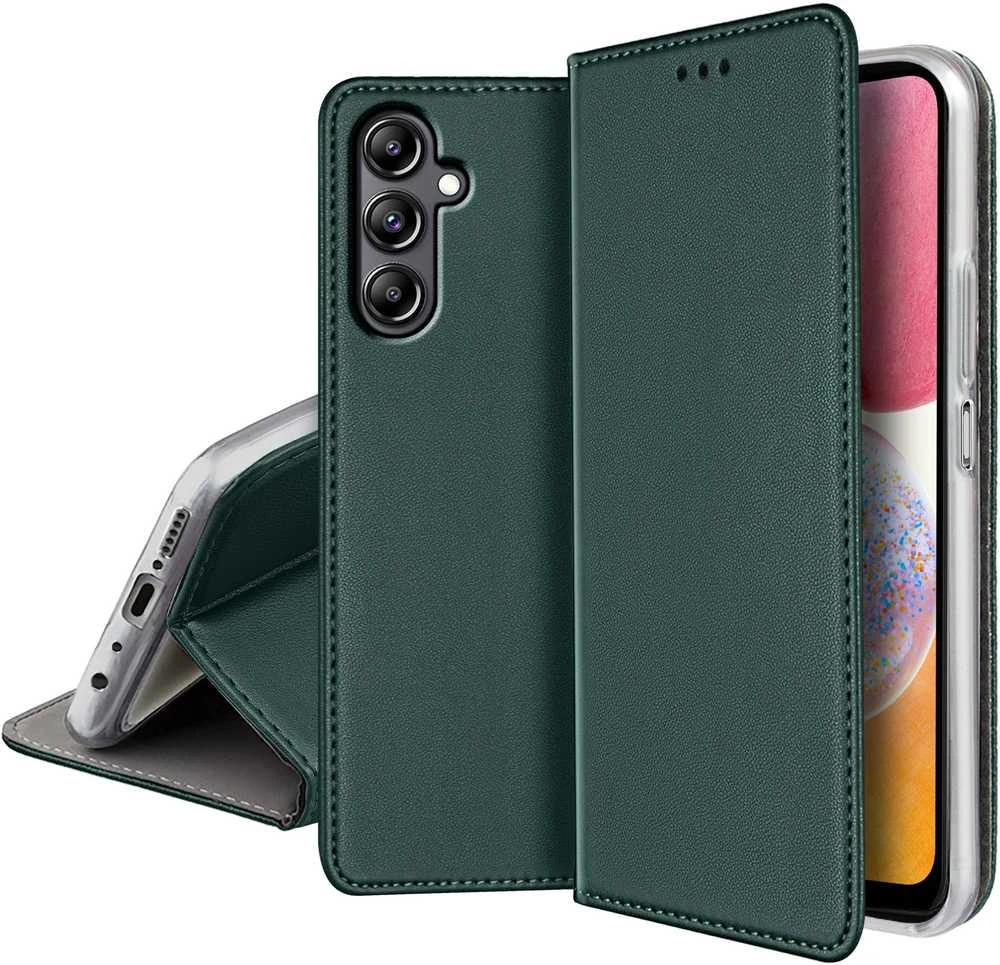 Dėklas Oem Flip case for Motorola G86 5G Smart Magneto dark žalias
