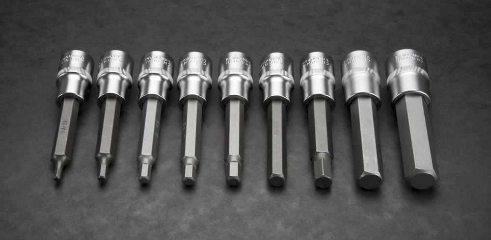 Neo Tools Koncówki Šešiakampiai antgaliai ant lizdo 100 mm, 9 vnt. rinkinys