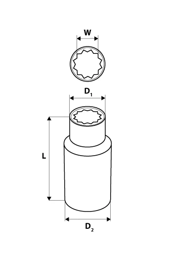 Nasadka Ilga dvylikos kampų galvutė 1/2", 12 mm