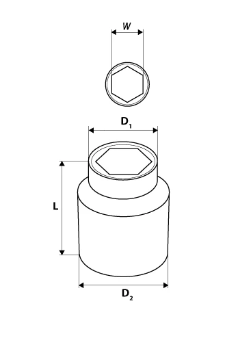 Nasadka Šešiakampis lizdas Neo 3/4" 38mm 08-312
