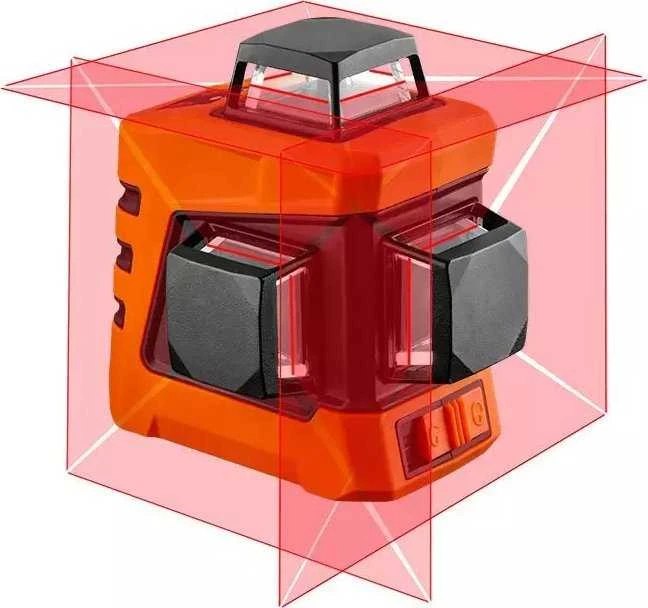 Neo lazerinis 15 m ilgio 3D plokštuminis lazeris, raudonas, 360° trijose plokštumose, su dėklu ir magnetiniu laikikliu