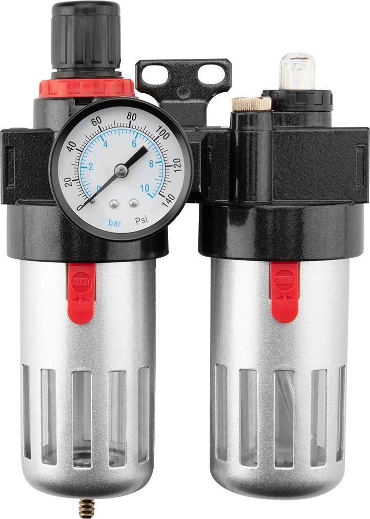 Kondicionierius Neo Tools Rinkinys Oro valymo rinkinys, filtras, tepimo įtaisas ir reduktorius, 1/2 colio metalinis korpusas