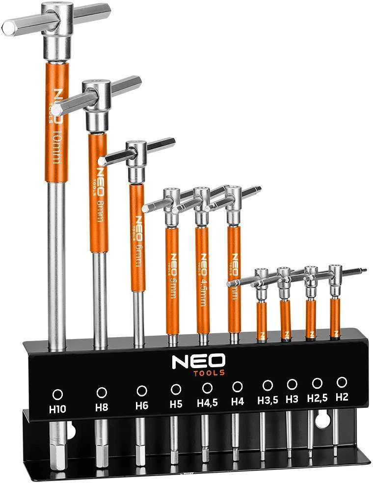 Neo Tools Klucze Smeigtukų raktai 2-10 mm, 10 vnt. rinkinys lentynėlėje