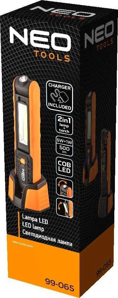 Neo Tools Lampa Įkraunamas dirbtuvių šviestuvas 500 lm COB + pagrindas + įkroviklis