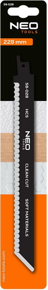 Brzeszczot Tiesinio pjūklo ašmenys švariam izoliacijos, gumos, kartono pjovimui 228 mm, HCS