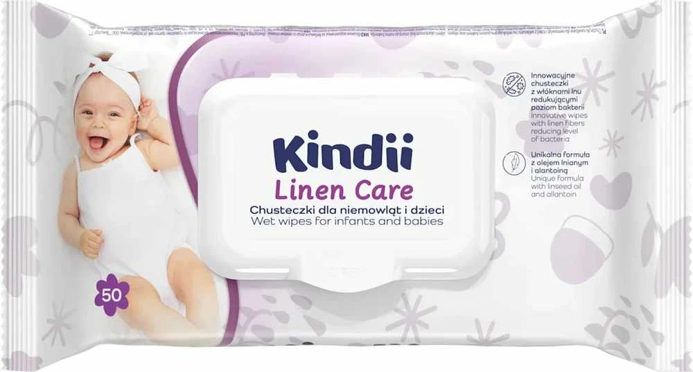 KINDII servetėlės kūdikiams ir vaikams Lino priežiūra 1pak.-50vnt