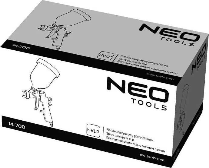 Neo Dažų pistoletas, viršutinis bakas 0,6 l, antgalis 1,4 mm, HVLP