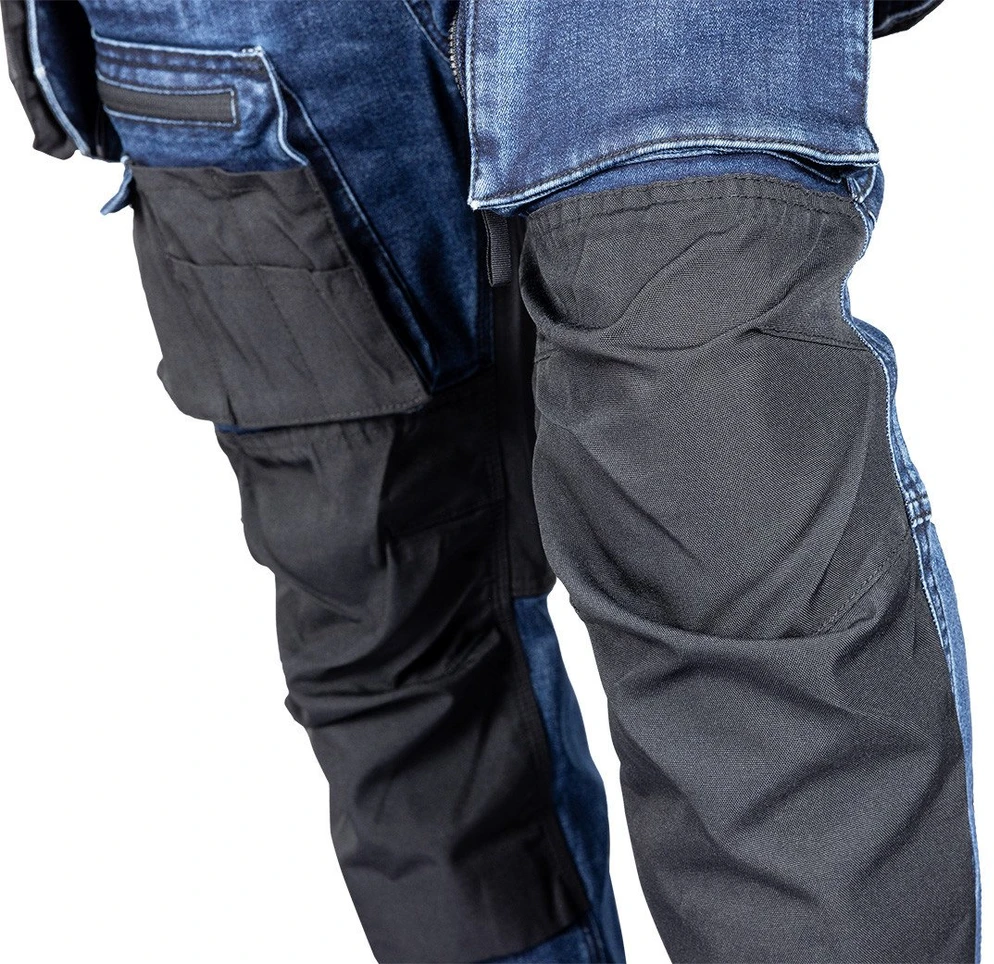 Neo Tools Kelnės Džinsinės darbo kelnės, su Cordura sutvirtinimais, nuimamomis kišenėmis, tamsiai mėlynos, L dydis