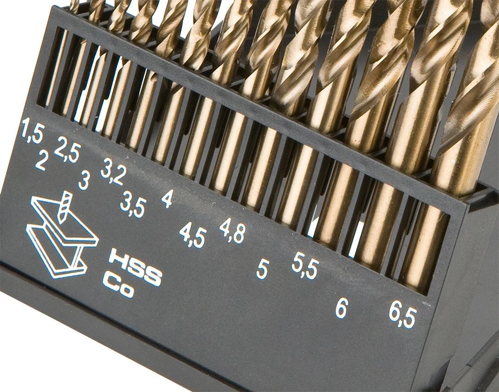 Grąžtas Wiertła HSS-Co metalo grąžtai 1,5–6,5 mm, 13 vnt. rinkinys