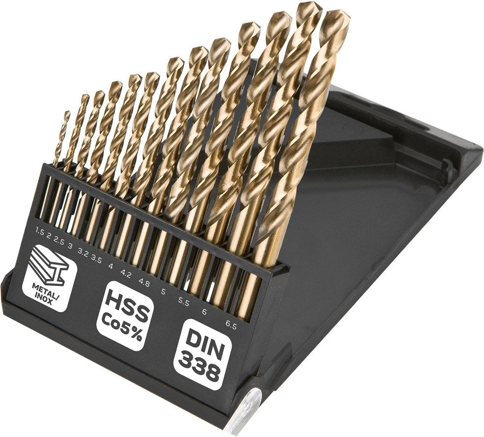 Grąžtas Wiertła HSS-Co metalo grąžtai 1,5–6,5 mm, 13 vnt. rinkinys