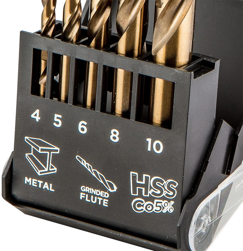 Grąžtas Wiertła HSS-Co metalo grąžtai, 4,0–10 mm, 5 vnt.