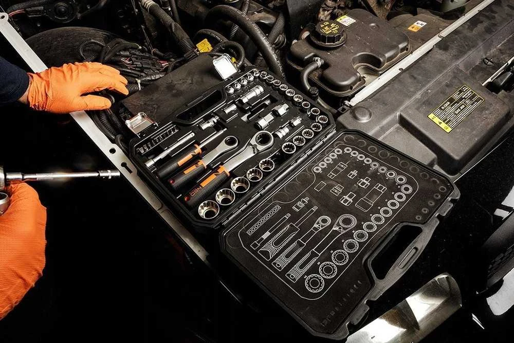 Neo Tools Rinkinys 1/4", 3/8", 46 vnt. CrV praleidžiamųjų galvučių rinkinys