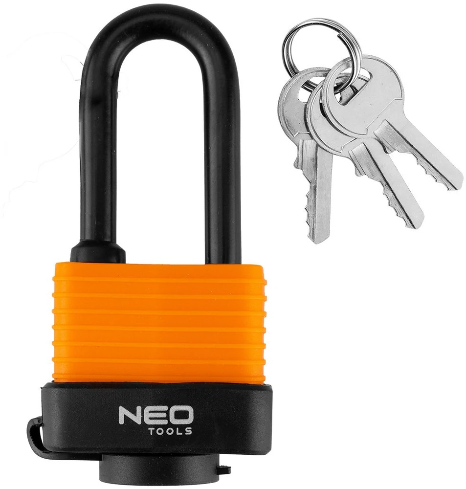 Neo Tools Kłódka długa wodoodporna laminowana osłona gum. 40mm