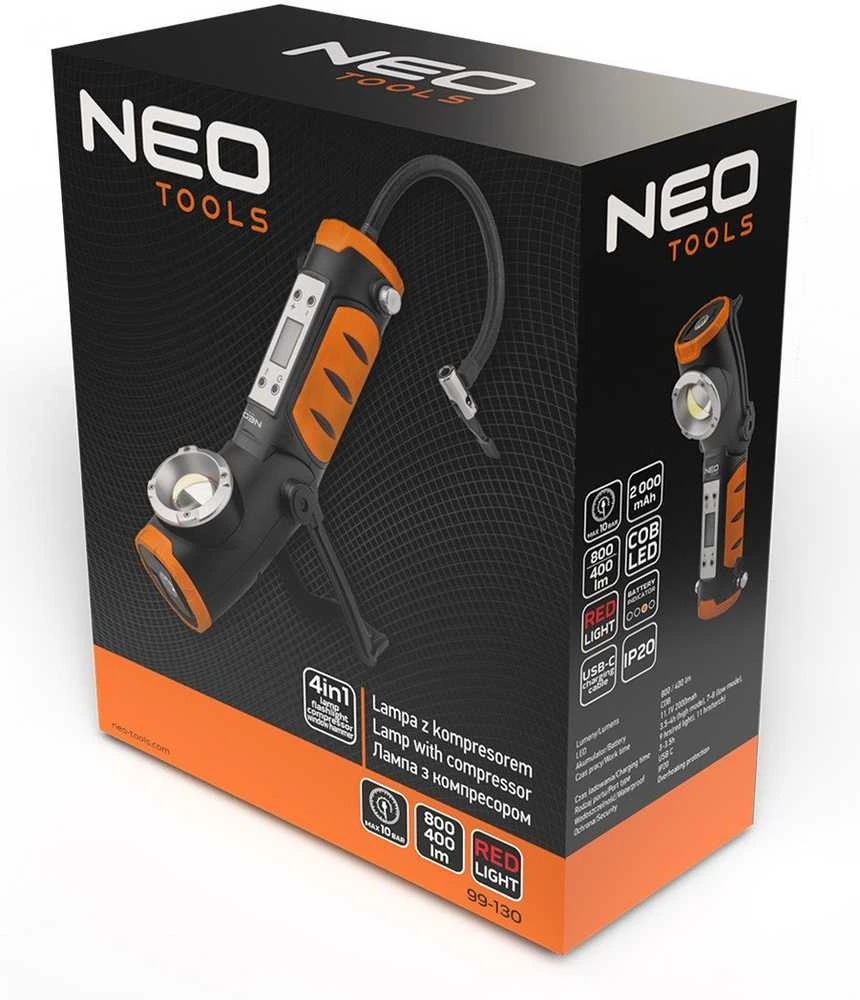 Neo Tools Lampa Įkraunama lempa 800 lm su kompresoriumi