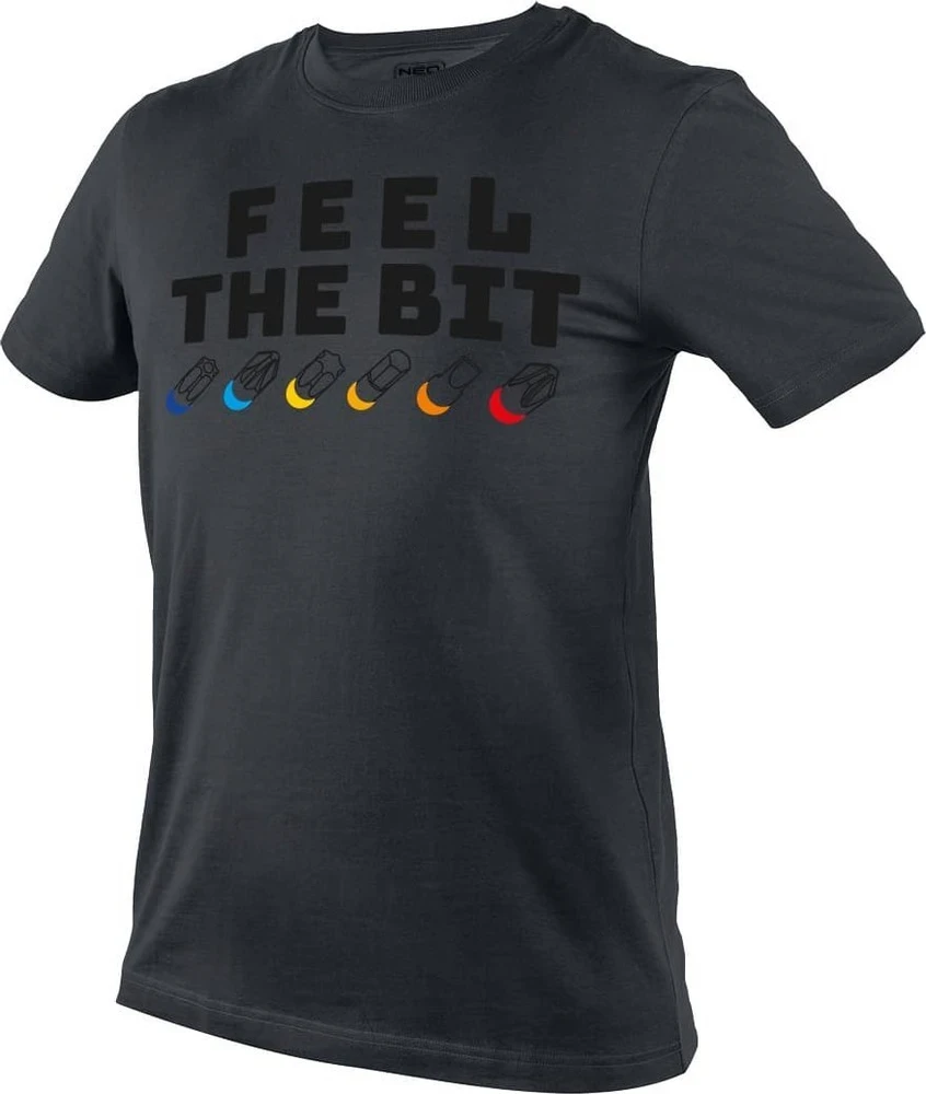 T Shirt Marškinėliai su spauda „FEEL THE BIT“, XL dydis