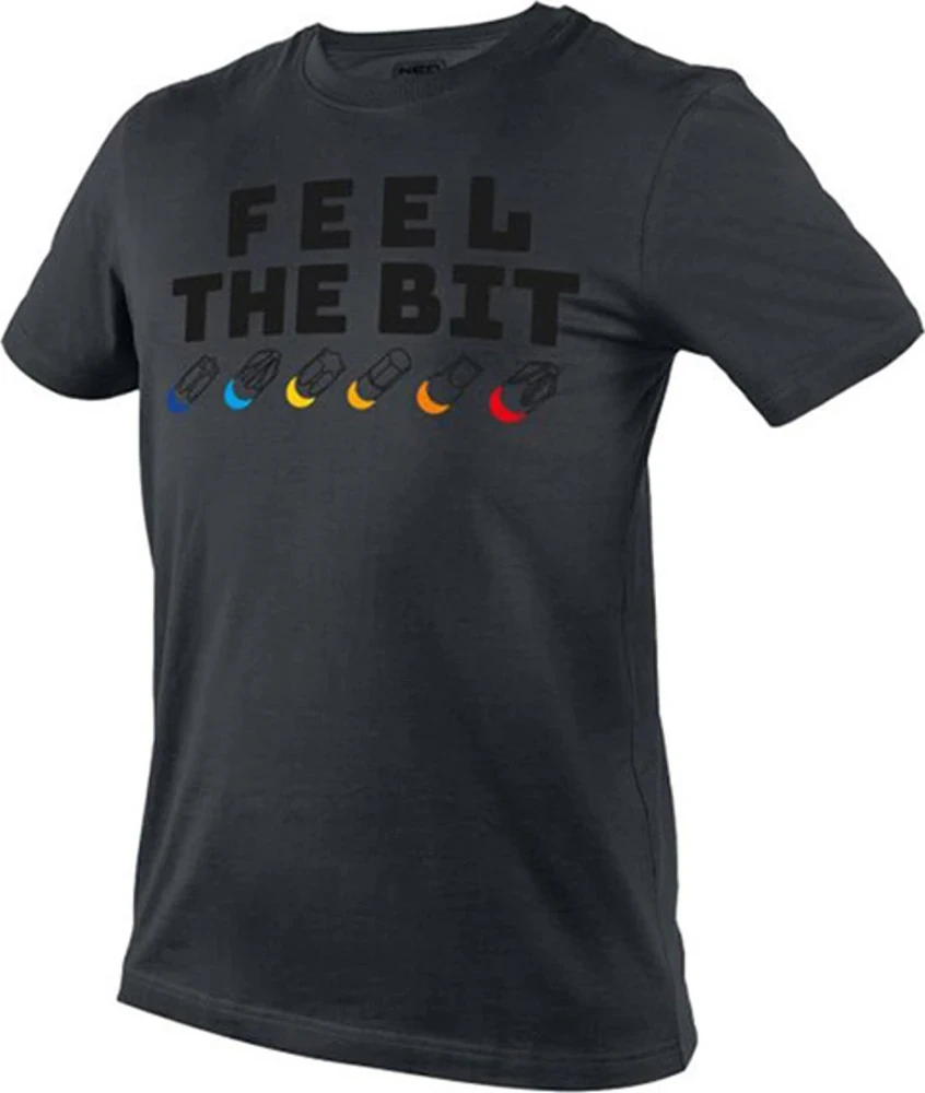 T Shirt Marškinėliai su spauda „FEEL THE BIT“, L dydis