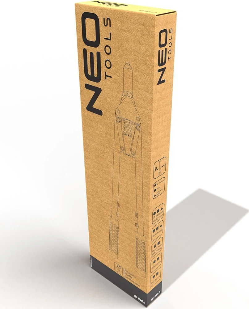Neo Tools Nitownica Priekinis kniedžių laikiklis plieninėms ir aliumininėms kniedėms 3,2/4,0/4,8/6,0/6,4 mm