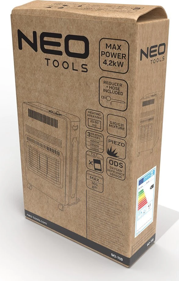 Neo Tools Dujinis baliono šildytuvas su reduktoriumi ir žarna, 4200W
