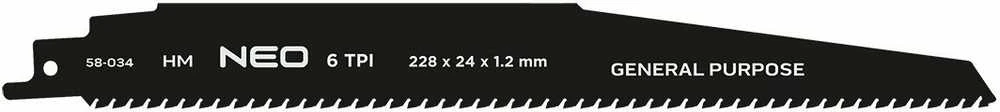 Brzeszczot Pjūklo ašmenys, HM, 228 x 24 x 1,2 mm, 6TPI