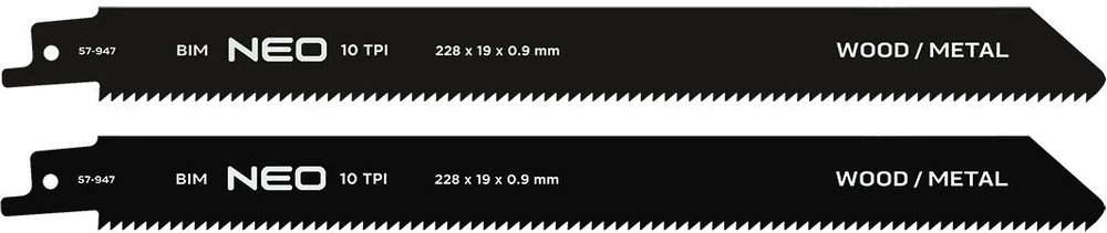 Brzeszczoty Pjūklo ašmenys tiesiam pjūklui 228 x 19 x 0,9 mm, 10 tpi, 2 vnt. rinkinys