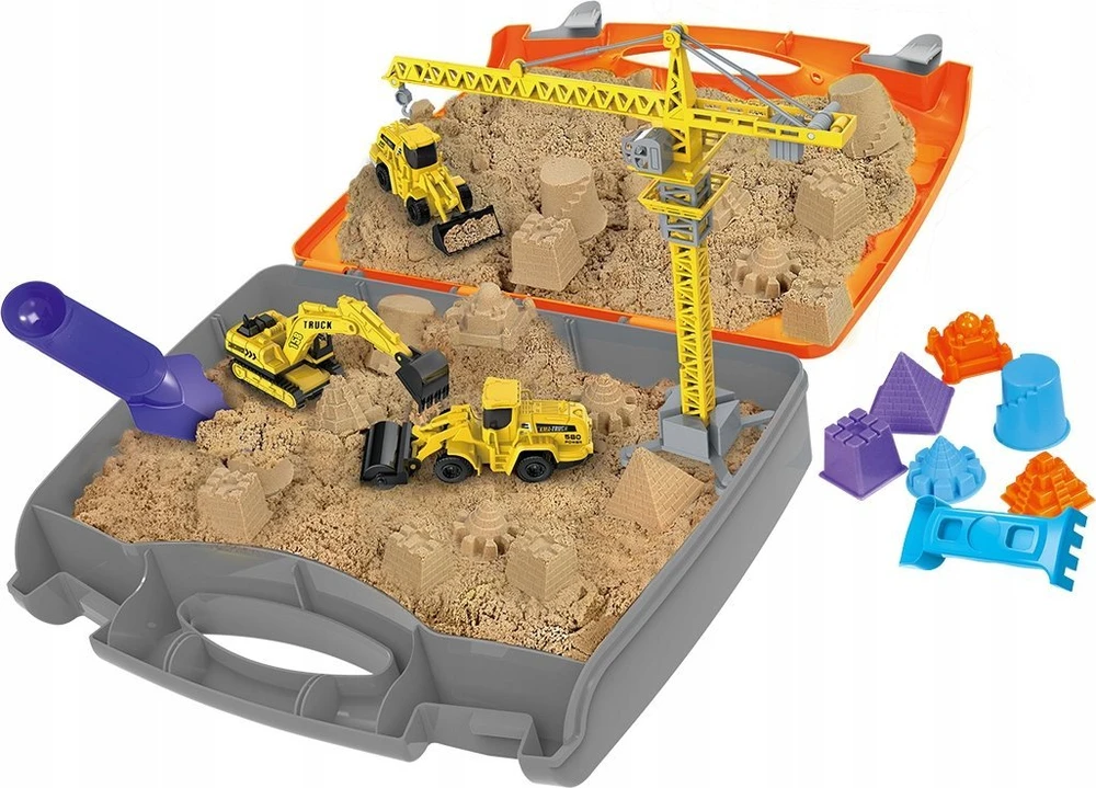 „Neo Tools“ statybvietės kinetinis smėlis, žaislas su lagaminu