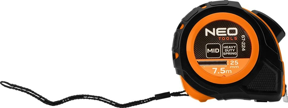Miara Plieninė matavimo ruletė 7,5 m x 25 mm, automatinis užraktas, du stabdymo mygtukai