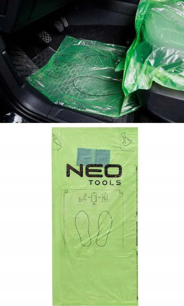 Neo Tools Dėklas- ECO 5 viename apsauginė folija (sėdynei, vairui, pavarų perjungimo svirčiai, rankiniam stabdžiui, kilimėliui) 200 vnt.