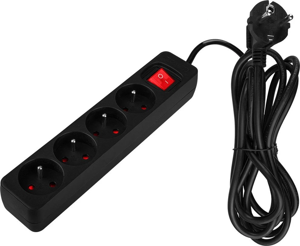 Przedłużacz Prailginimo laidas 3 m, 3 x 1,5 mm2, 4G, juodas, ĮJUNGTA/IŠJUNGTA