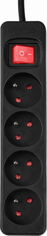 Przedłużacz Prailginimo laidas 3 m, 3 x 1,5 mm2, 4G, juodas, ĮJUNGTA/IŠJUNGTA