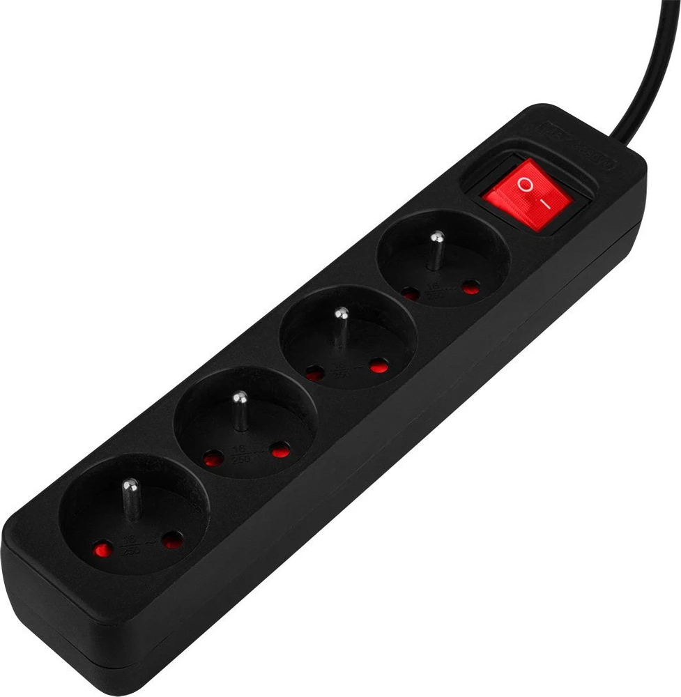 Przedłużacz Prailginimo laidas 3 m, 3 x 1,5 mm2, 4G, juodas, ĮJUNGTA/IŠJUNGTA