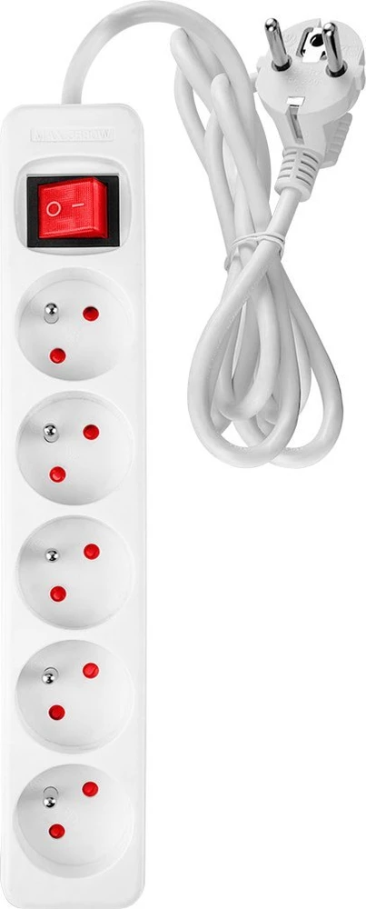Przedłużacz Prailginimo laidas 3 m, 3 x 1,5 mm2, 5G, baltas, ĮJUNGTA/IŠJUNGTA