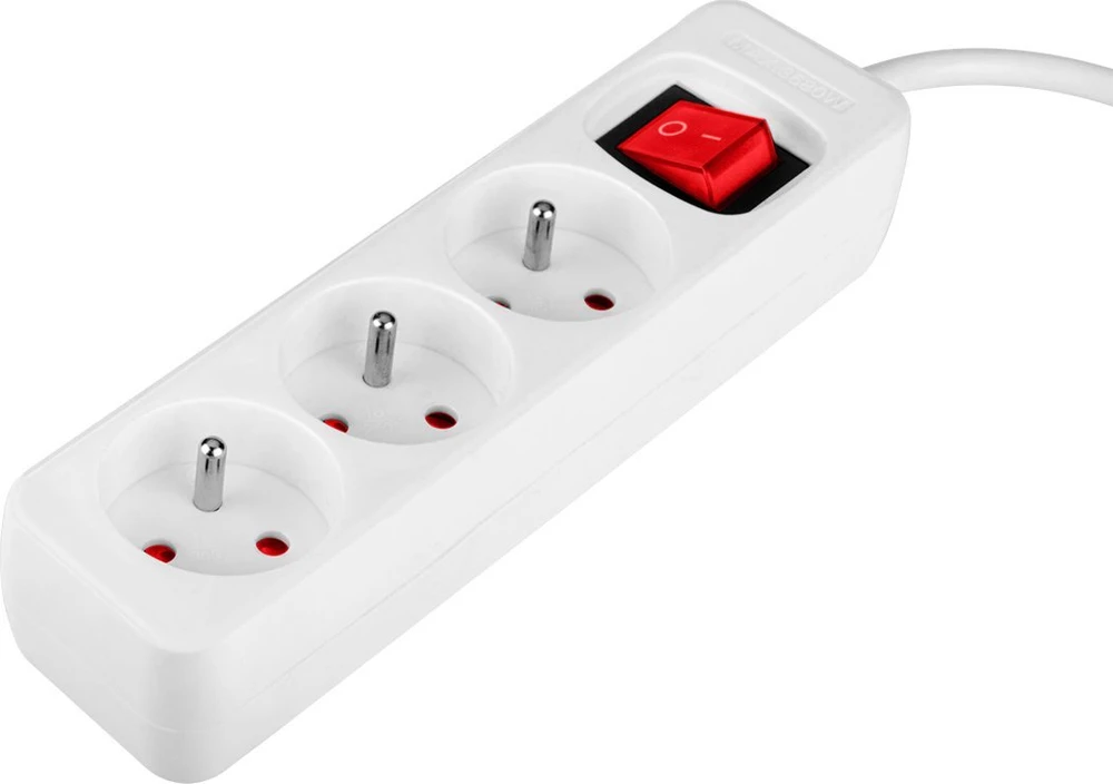Przedłużacz Prailginimo laidas 5 m, 3 x 1,5 mm2, 3G, baltas, ĮJUNGTA/IŠJUNGTA