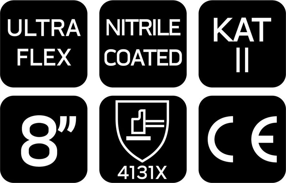 Rękawice „Ultraflex“ darbo pirštinės, nailono ir spandekso mišinys, polinitrilo danga (putplastis), 4131X, 8 dydis