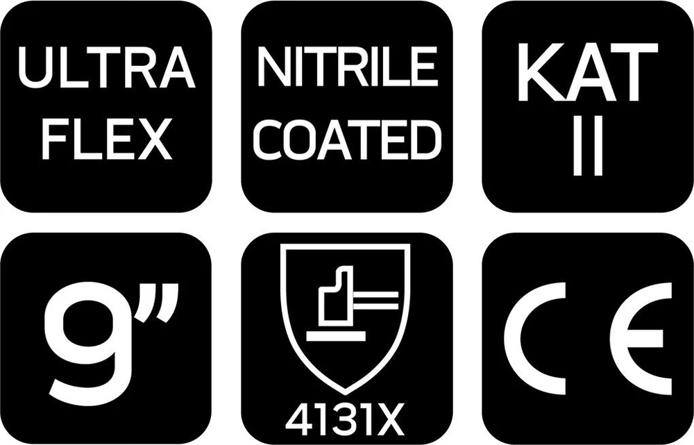 Rękawice „Ultraflex“ darbo pirštinės, nailono ir spandekso mišinys, polinitrilo danga (putplastis), 4131X, 9 dydis