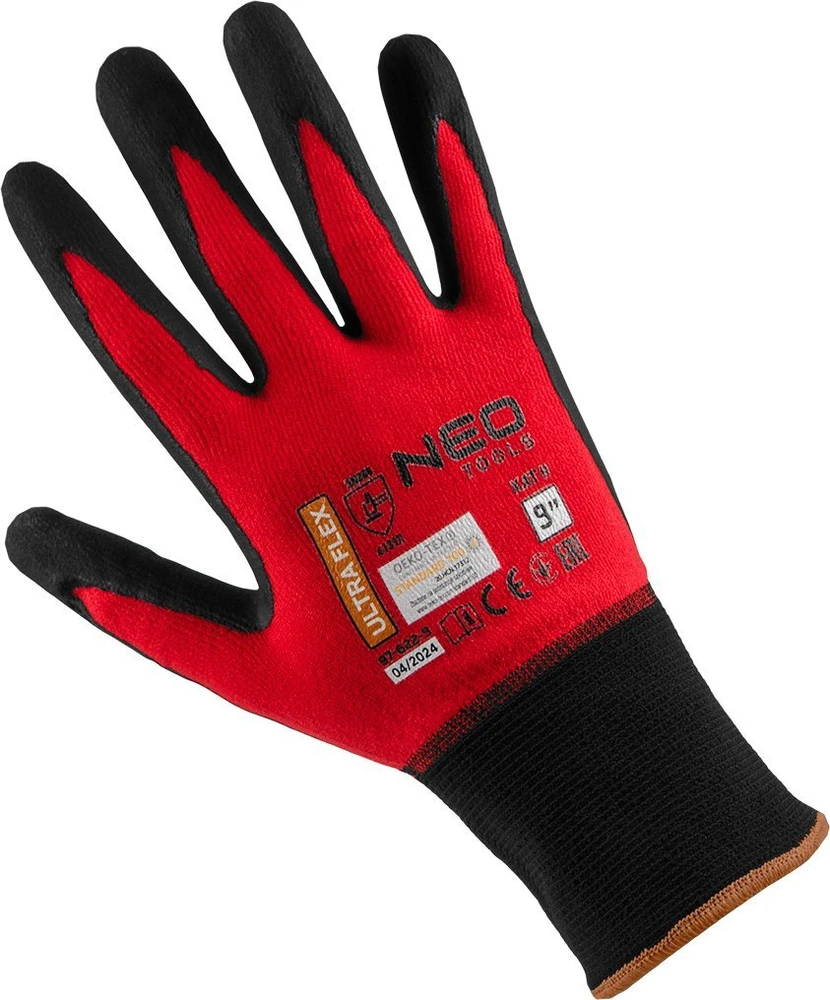 Rękawice „Ultraflex“ darbo pirštinės, nailono ir spandekso mišinys, polinitrilo danga (putplastis), 4131X, 9 dydis