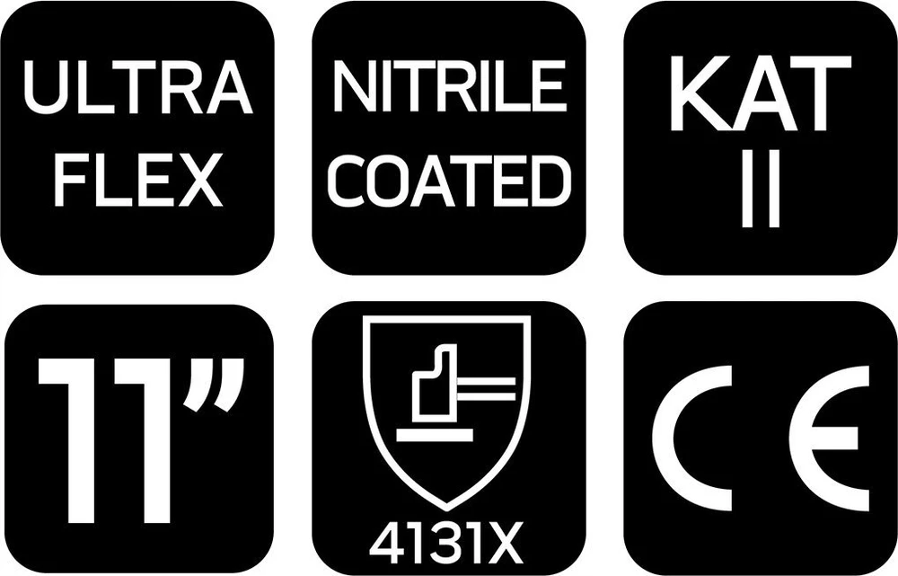 Rękawice „Ultraflex“ darbo pirštinės, nailono ir spandekso mišinys, polinitrilo danga (putplastis), 4131X, 11 dydis