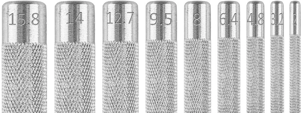 Zestaw Rinkinys 15 skylmušų rinkinys, skersmuo 2–22 mm, oksfordo maišelis
