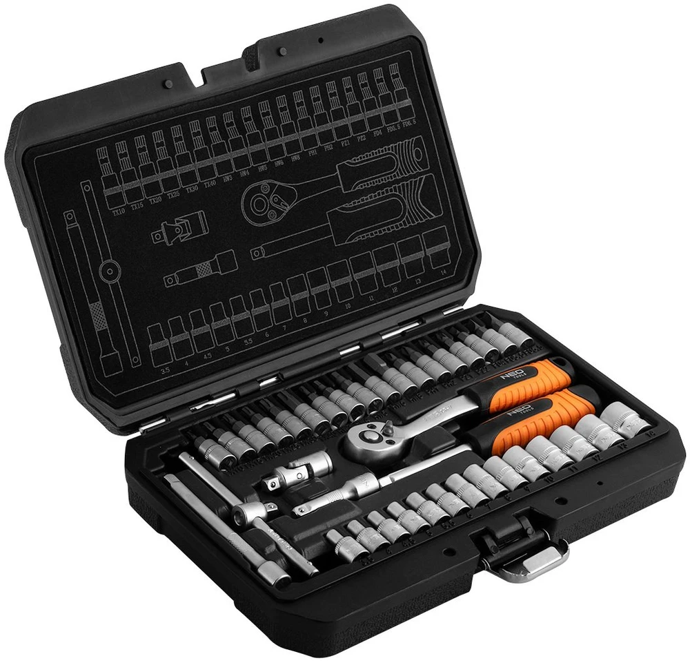 Zestaw Rinkinys 1/4" galvučių raktų rinkinys, 38 vnt., satininis