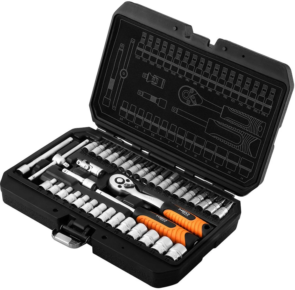 Zestaw Rinkinys 1/4" galvučių raktų rinkinys, 38 vnt., satininis