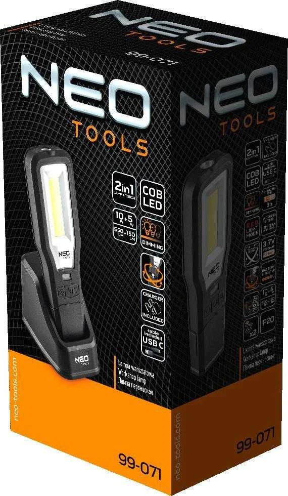 Neo Lampa 550 lm COB LED dirbtuvių lempa + pagrindas + įkroviklis
