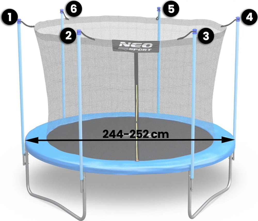 Vidinis tinklas 252 cm ir 8 pėdų Neo-Sport batutui