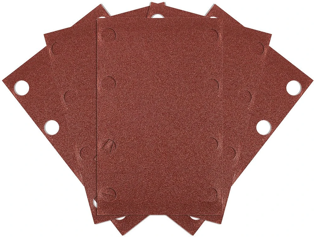 Papier Stačiakampis švitrinis popierius, 8 skylutės, 130 x 80 mm, P120, skirtas 04-623, 5 vnt.