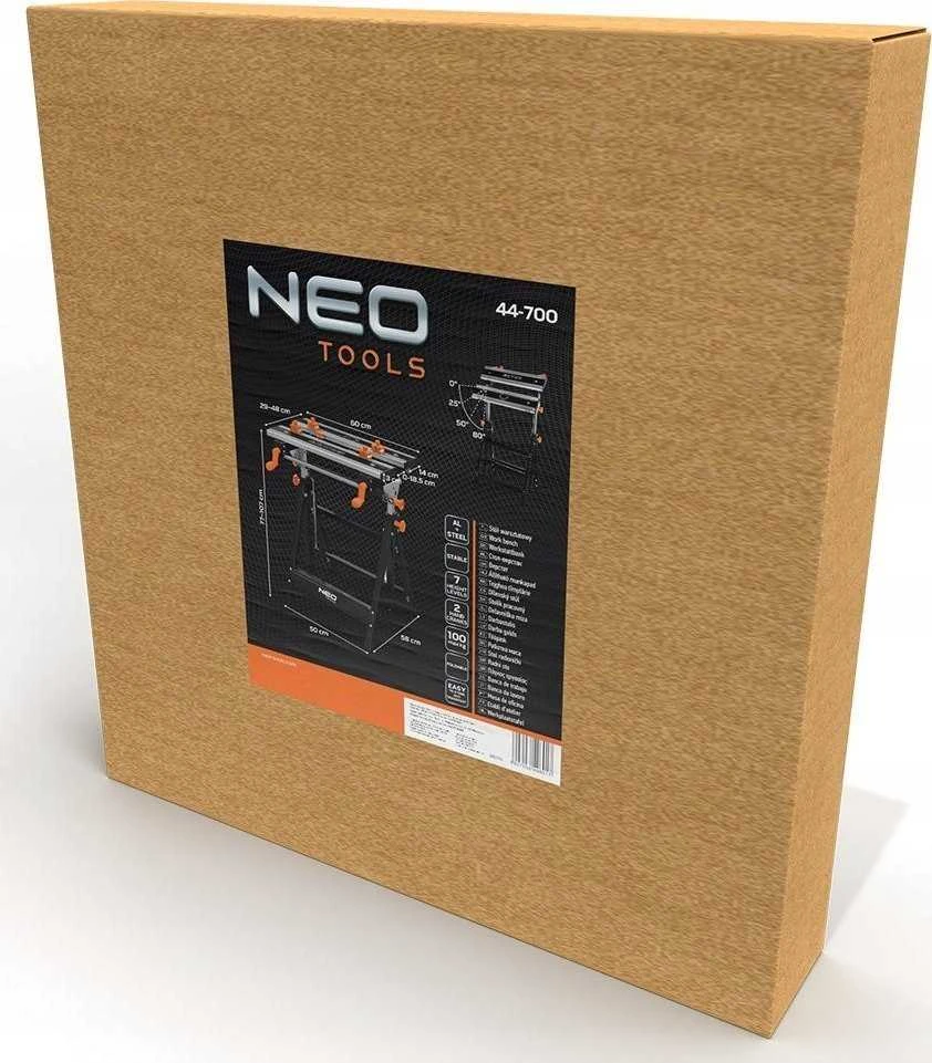 Neo Tools Stół Reguliuojamas aliuminio darbastalis 60 x 58 x 77–107 cm