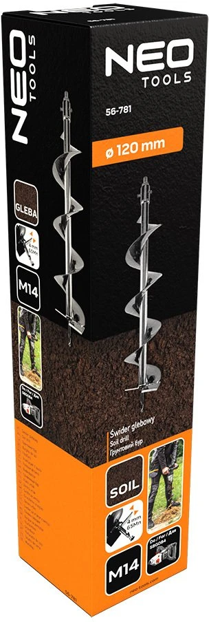 Neo Tools Świder M14 žemės grąžtas, skirtas 58G084, 120 x 600 mm