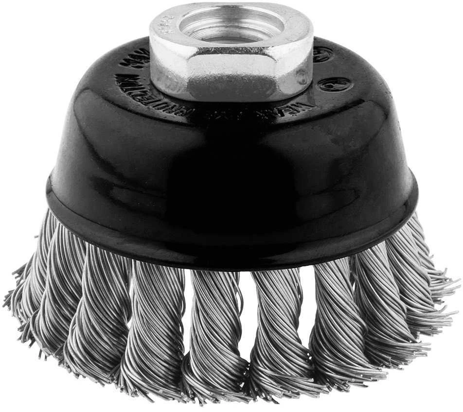 Szczotka Vielinis taurės formos šepetys, 80 mm, susukta viela, INOX, M14