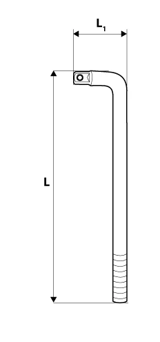 Pokretło L formos rankena 1/2", 250 mm